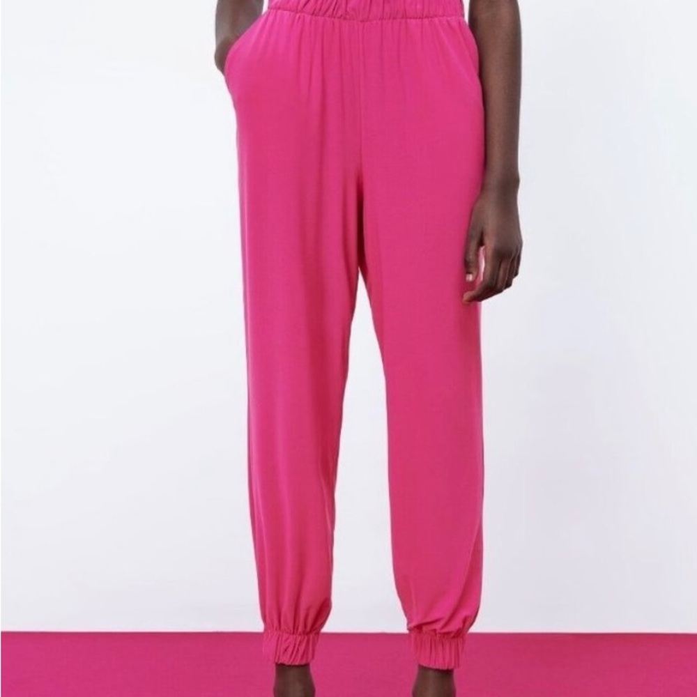 NEW Zara hot pink flowy joggers